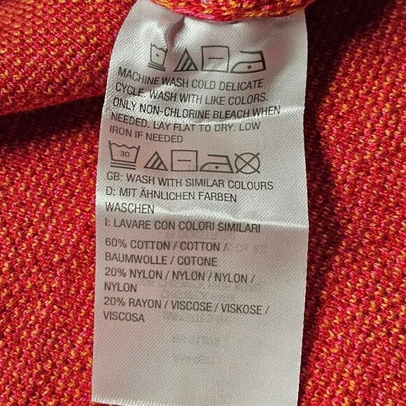 Isaac Mizrahi Live Bold Red & Pink Paisley Mock Turtleneck Short Sleeve Sweater - Picture 7 of 9